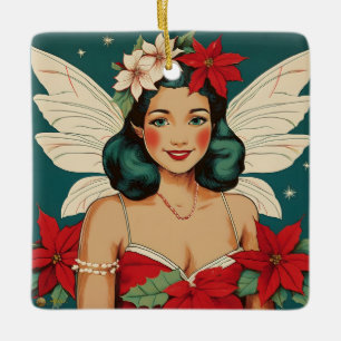 Retro 50s Tropical Christmas Pin-Up Starlet Keramisch Ornament