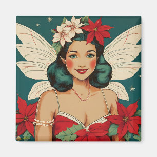 Retro 50s Tropical Christmas Pin-Up Starlet Magneet