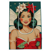 Retro 50s Tropical Christmas Pin-Up Starlet Medium Cadeauzakje (Achterkant)