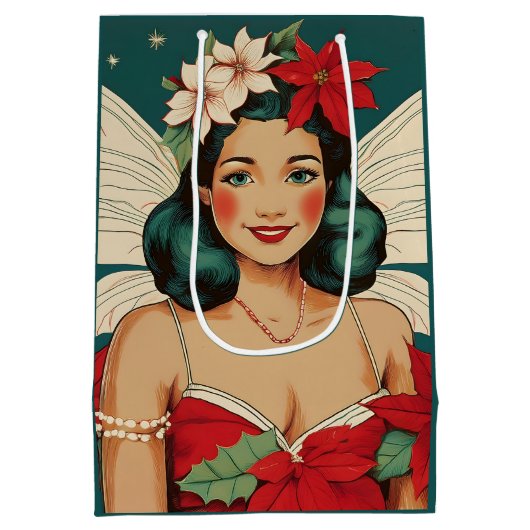 Retro 50s Tropical Christmas Pin-Up Starlet Medium Cadeauzakje (Achterkant)