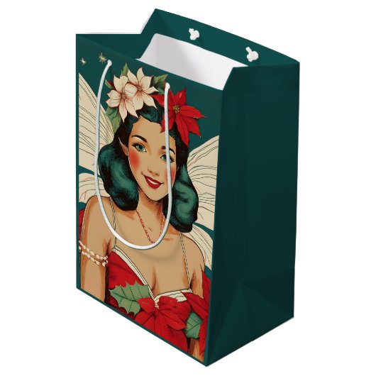 Retro 50s Tropical Christmas Pin-Up Starlet Medium Cadeauzakje (Achterkant Gekanteld)