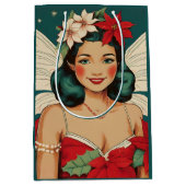 Retro 50s Tropical Christmas Pin-Up Starlet Medium Cadeauzakje (Voorkant)