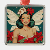Retro 50s Tropical Christmas Pin-Up Starlet Metalen Ornament (Voorkant)