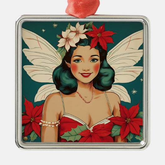 Retro 50s Tropical Christmas Pin-Up Starlet Metalen Ornament (Voorkant)
