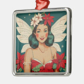 Retro 50s Tropical Christmas Pin-Up Starlet Metalen Ornament (Links)