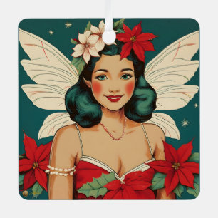 Retro 50s Tropical Christmas Pin-Up Starlet Metalen Ornament