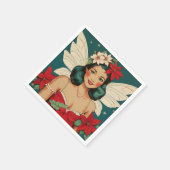 Retro 50s Tropical Christmas Pin-Up Starlet Servet (Hoek)