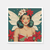 Retro 50s Tropical Christmas Pin-Up Starlet Servet (Voorkant)