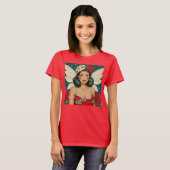 Retro 50s Tropical Christmas Pin-Up Starlet T-shirt (Voorkant volledig)