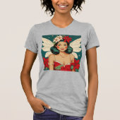 Retro 50s Tropical Christmas Pin-Up Starlet T-shirt (Voorkant)