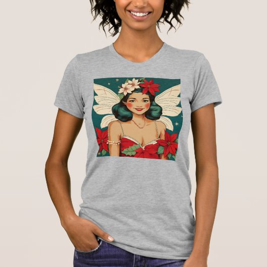 Retro 50s Tropical Christmas Pin-Up Starlet T-shirt (Voorkant)