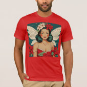 Retro 50s Tropical Christmas Pin-Up Starlet T-shirt (Voorkant)