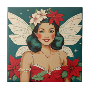 Retro 50s Tropical Christmas Pin-Up Starlet Tegeltje
