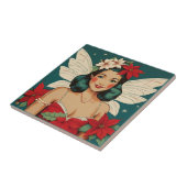 Retro 50s Tropical Christmas Pin-Up Starlet Tegeltje (Zijkant)