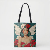 Retro 50s Tropical Christmas Pin-Up Starlet Tote Bag (Voorkant)