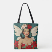 Retro 50s Tropical Christmas Pin-Up Starlet Tote Bag (Achterkant)