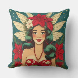 Retro 50s Tropisch Kerst Pin-Up Meisje Kussen