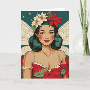 Retro 50s Tropische Kerst Pin-Up Sterretje Kaart