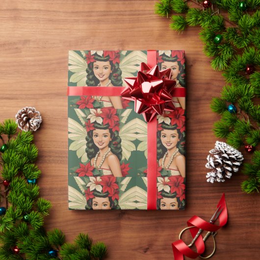 Retro 50s Tropische Kerst Prinses Cadeaupapier (Feestdagen Geschenken)