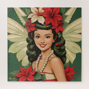 Retro 50s Tropische Kerst Prinses Legpuzzel