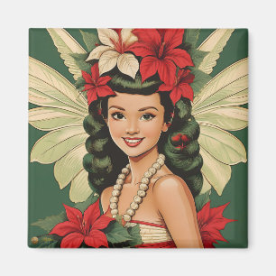 Retro 50s Tropische Kerst Prinses Magneet