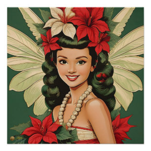 Retro 50s Tropische Kerst Prinses Perfect Poster