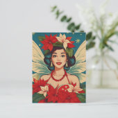 Retro 50s Tropische Kerstmis Pin-Up Beauty Queen Briefkaart (Staand voorkant)