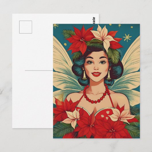 Retro 50s Tropische Kerstmis Pin-Up Beauty Queen Briefkaart (Voorkant / Achterkant)