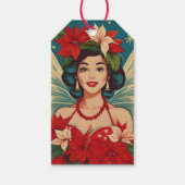 Retro 50s Tropische Kerstmis Pin-Up Beauty Queen Cadeaulabel (Voorkant)