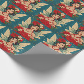 Retro 50s Tropische Kerstmis Pin-Up Beauty Queen Cadeaupapier (Hoek)