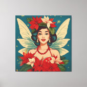 Retro 50s Tropische Kerstmis Pin-Up Beauty Queen Canvas Afdruk (Voorkant)