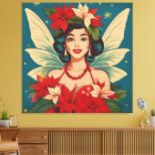 Retro 50s Tropische Kerstmis Pin-Up Beauty Queen Canvas Afdruk (Insitu (Woonkamer))