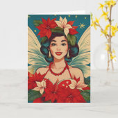 Retro 50s Tropische Kerstmis Pin-Up Beauty Queen Kaart (Gele Bloem)