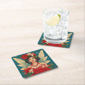 Retro 50s Tropische Kerstmis Pin-Up Beauty Queen Kartonnen Onderzetters (Insitu)