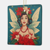 Retro 50s Tropische Kerstmis Pin-Up Beauty Queen Keramisch Ornament (Links)