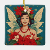 Retro 50s Tropische Kerstmis Pin-Up Beauty Queen Keramisch Ornament (Voorkant)