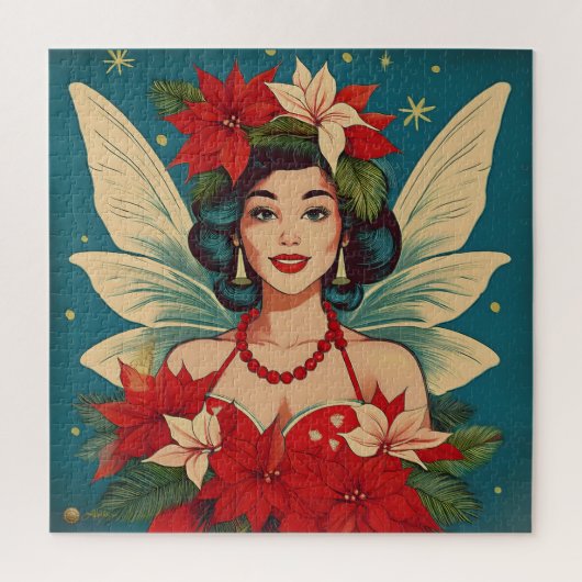 Retro 50s Tropische Kerstmis Pin-Up Beauty Queen Legpuzzel (Verticaal)