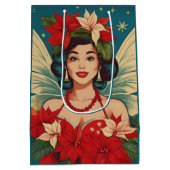 Retro 50s Tropische Kerstmis Pin-Up Beauty Queen Medium Cadeauzakje (Achterkant)