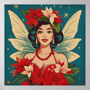 Retro 50s Tropische Kerstmis Pin-Up Beauty Queen Poster