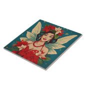 Retro 50s Tropische Kerstmis Pin-Up Beauty Queen Tegeltje (Zijkant)