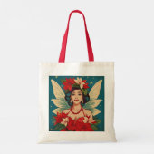Retro 50s Tropische Kerstmis Pin-Up Beauty Queen Tote Bag (Achterkant)