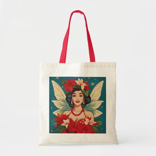 Retro 50s Tropische Kerstmis Pin-Up Beauty Queen Tote Bag (Voorkant)