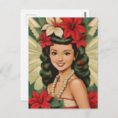 Retro 50s Tropische Kerstprinses Briefkaart (Voorkant / Achterkant)