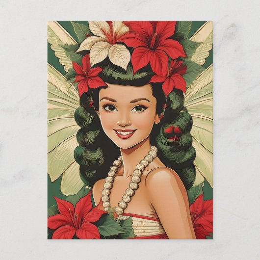 Retro 50s Tropische Kerstprinses Briefkaart (Voorkant)