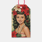 Retro 50s Tropische Kerstprinses Cadeaulabel (Voorkant)