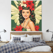 Retro 50s Tropische Kerstprinses Canvas Afdruk (Insitu (Slaapkamer))