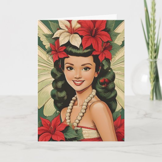 Retro 50s Tropische Kerstprinses Kaart (Voorkant)