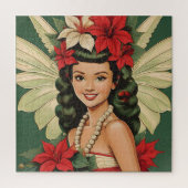 Retro 50s Tropische Kerstprinses Legpuzzel (Verticaal)