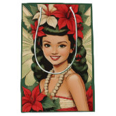 Retro 50s Tropische Kerstprinses Medium Cadeauzakje (Voorkant)