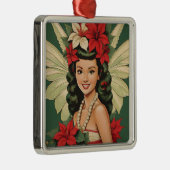 Retro 50s Tropische Kerstprinses Metalen Ornament (Rechts)
